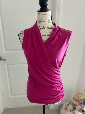 Michael Michael Kors Draped Fuchsia Wrap-Style Top